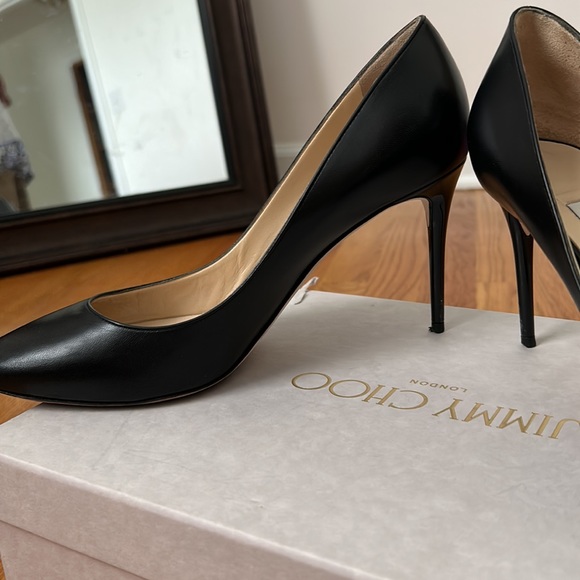 Jimmy Choo Esme 85 Black Leather Round Toe Pump - Picture 5 of 11